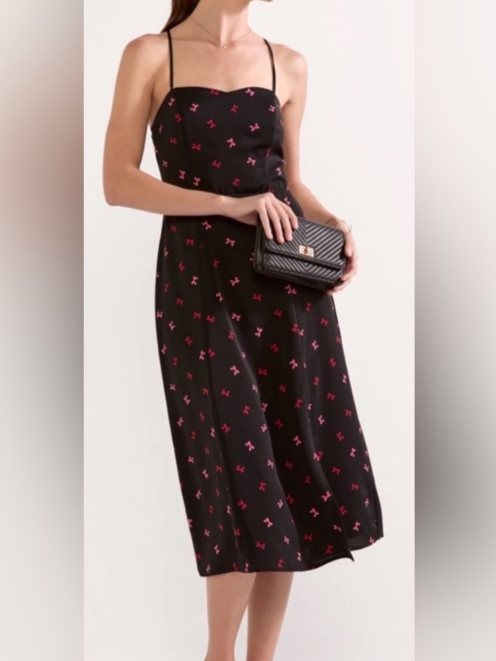 Francesca's Krystal Bow Ditsy Midi Dress